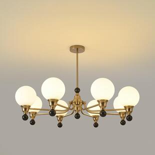 法式 复古风卧室灯胡桃木色套餐灯 中古客厅灯吊灯餐厅灯具魔豆美式