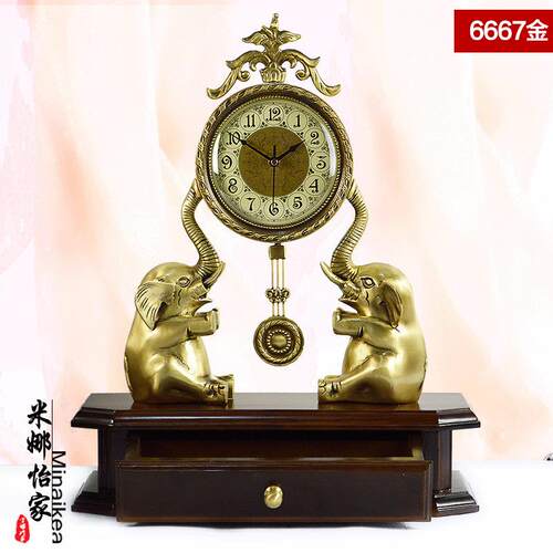 欧式仿古大号铜质座钟静音别墅客厅装饰卧室石英钟现代创意摇摆钟