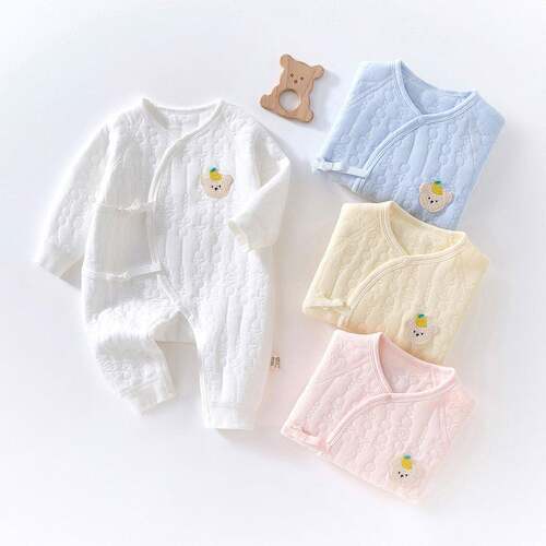 66码女宝衣服秋冬婴儿衣服新生婴儿衣服纯棉秋冬保暖衣夹棉加厚哈