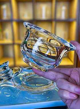 轻奢三盖碗东原矿水晶才盖享碗手工打造海盖碗安水晶F88SJJ6H玻璃