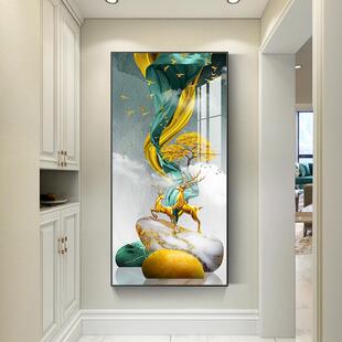 网红入装户进约门玄关装饰现代简竖轻奢挂画石版头画走廊过道画小