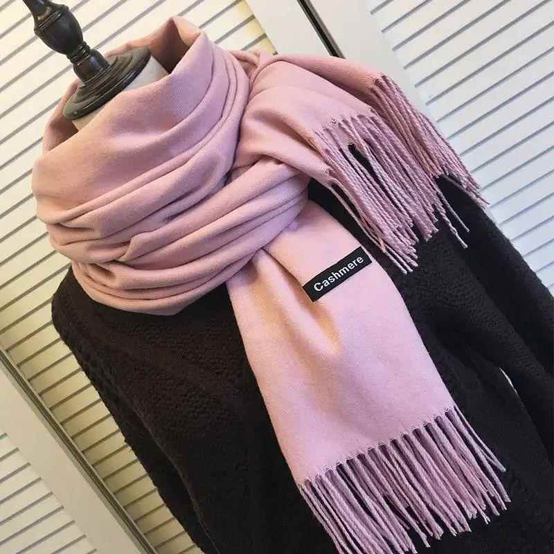 Winter Female Scarf Cashmere Shawls Wraps Women Solid Long H