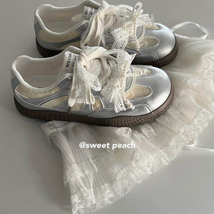 女款轻便软底网面德训鞋芭蕾风女2026新款透气网鞋配裙子小白板鞋