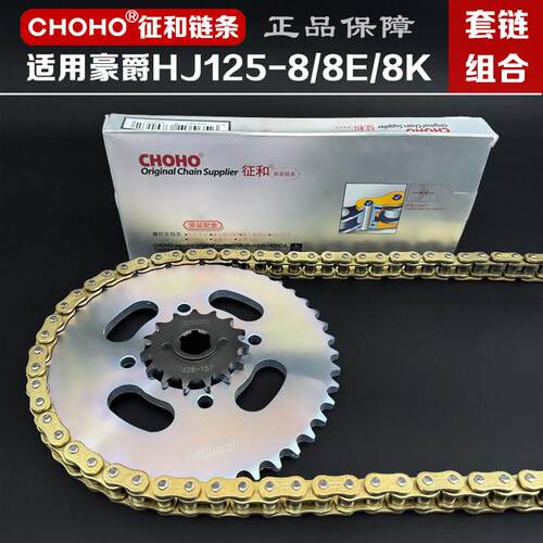适用豪爵HJ125-8/8C/8E/8W/8K/8F小太子摩托链盘牙盘征和油封链条