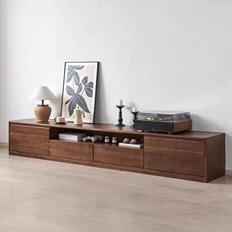 复古黑胡桃电视柜客厅2026新款加长实木家用地柜茶几组合储物柜子