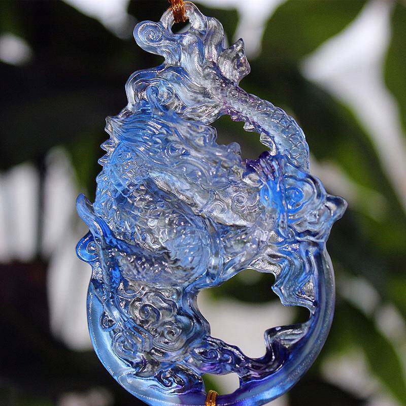 古法琉璃汽车挂件饰品神龙守护车载高档车装饰琉璃龙工艺品