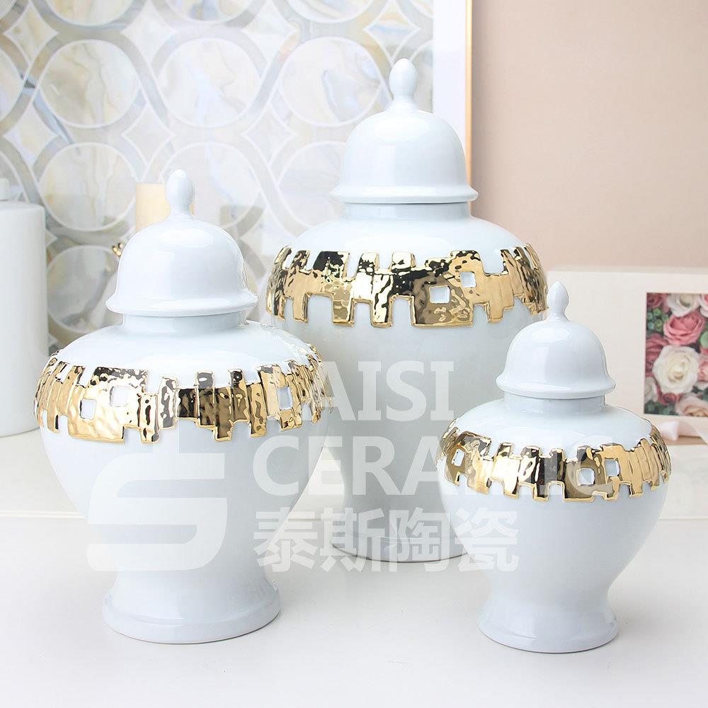 北欧轻奢陶瓷器将军罐酒店样品房软装装饰花瓶水培花插工艺品摆件
