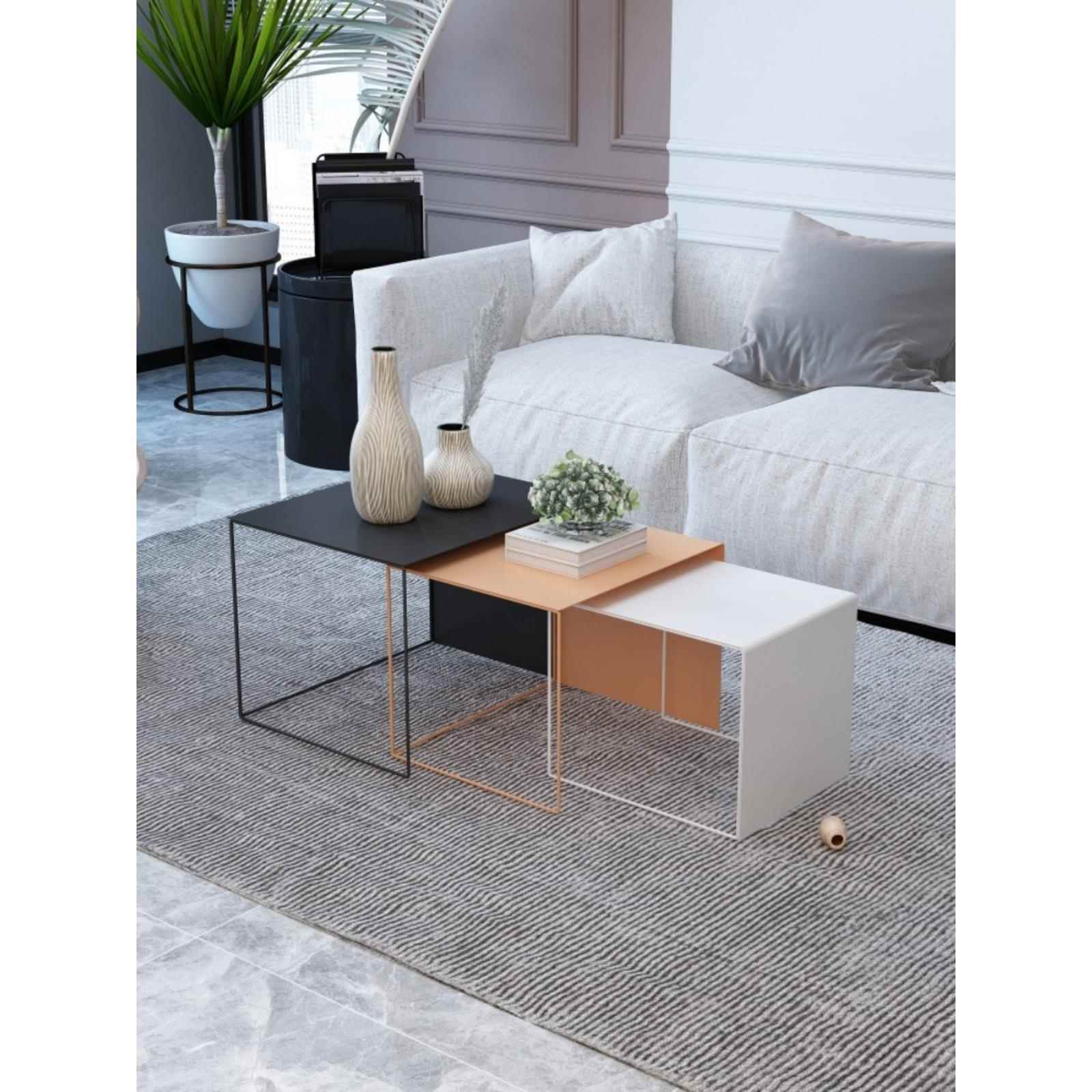 北欧铁艺简约沙发客厅小边几ins茶几卧室床头边几阳台咖啡桌方几