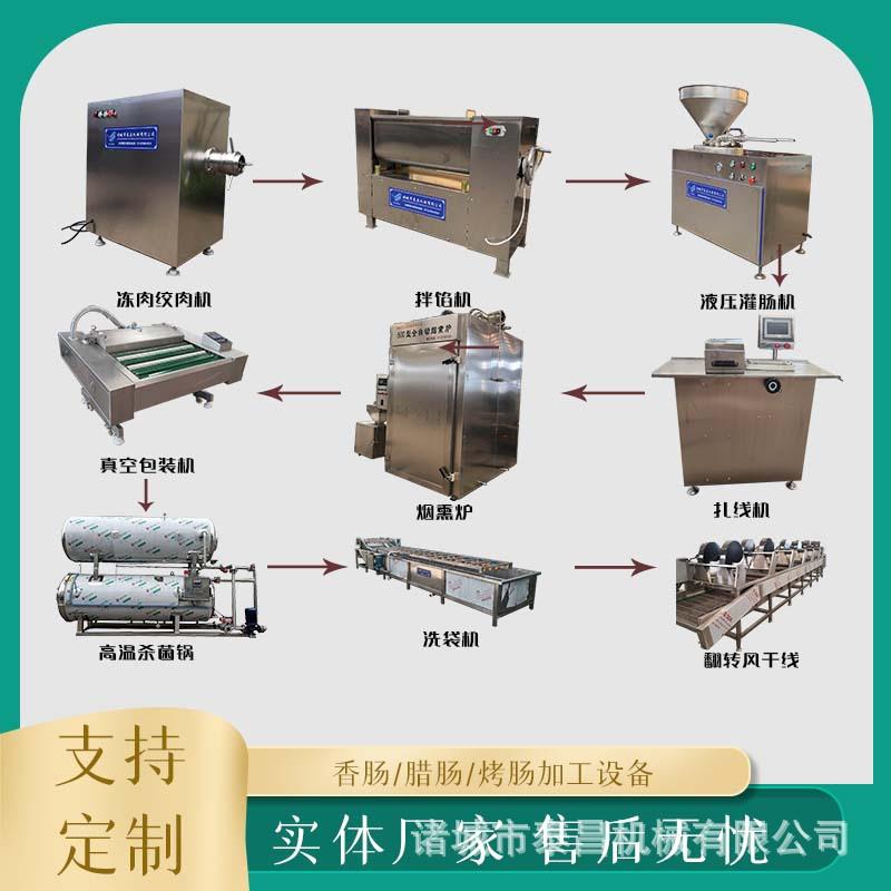 香肠加工设备 哈尔滨红肠生产线 台烤肠制作机器腊肠加工成套设备
