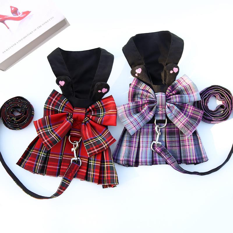 宠物用品狗狗裙子猫咪JK猫胸背带狗绳子泰迪博美遛狗衣服牵引绳