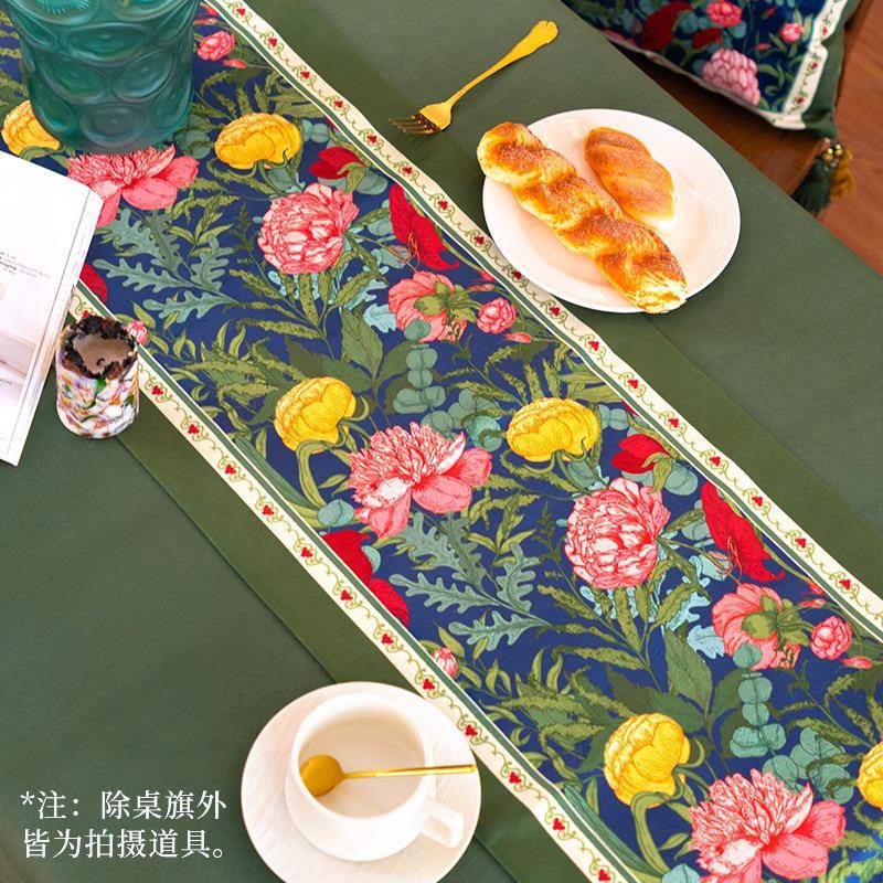 法国花海悠悠桌旗家居复古美式电视柜斗柜柜旗茶几盖布