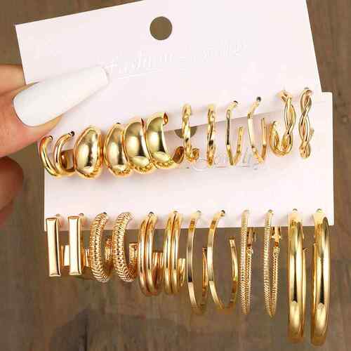 17KM Gold Color Vintage Circle Hoop Earrings for Women Girls