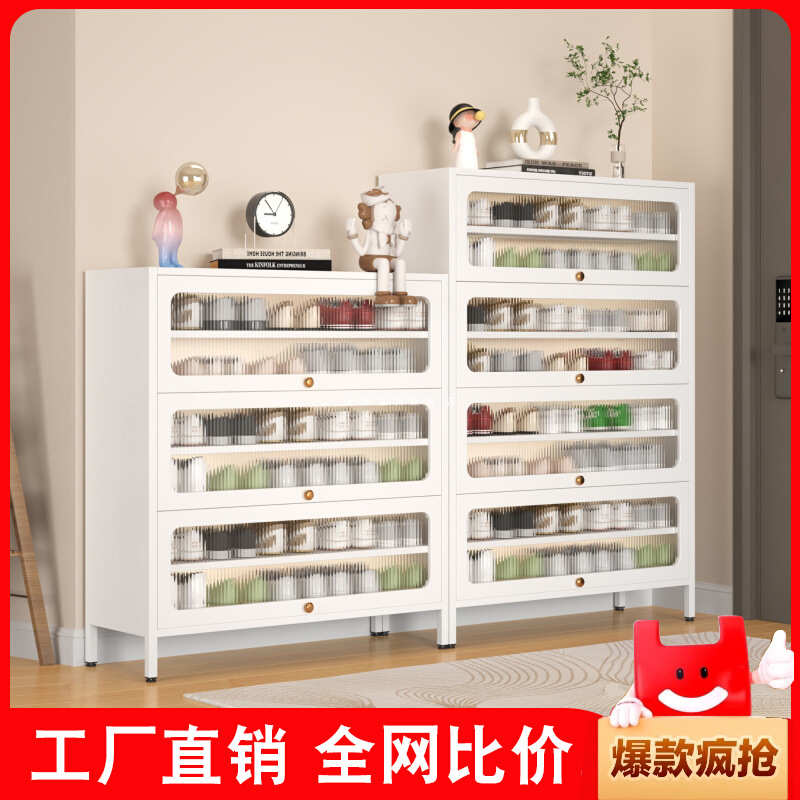 钢制鞋柜家用门口大容量落地款防尘收纳柜储物多层铁皮户门外鞋柜