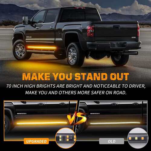 新款汽车led双排流水踏板灯条 卡车紧急频闪灯皮卡车门警示灯条