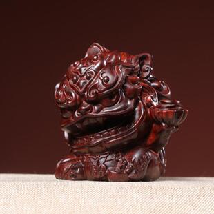 饰实心茶宠摆件客厅 紫檀丸子貔貅手把件家居办公室桌面装