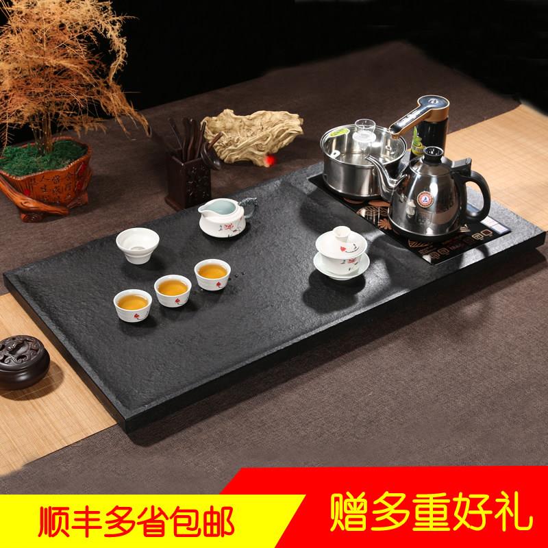 乌金石茶盘整块黑金石功夫茶具家用套装四合一体全自动电磁炉茶台