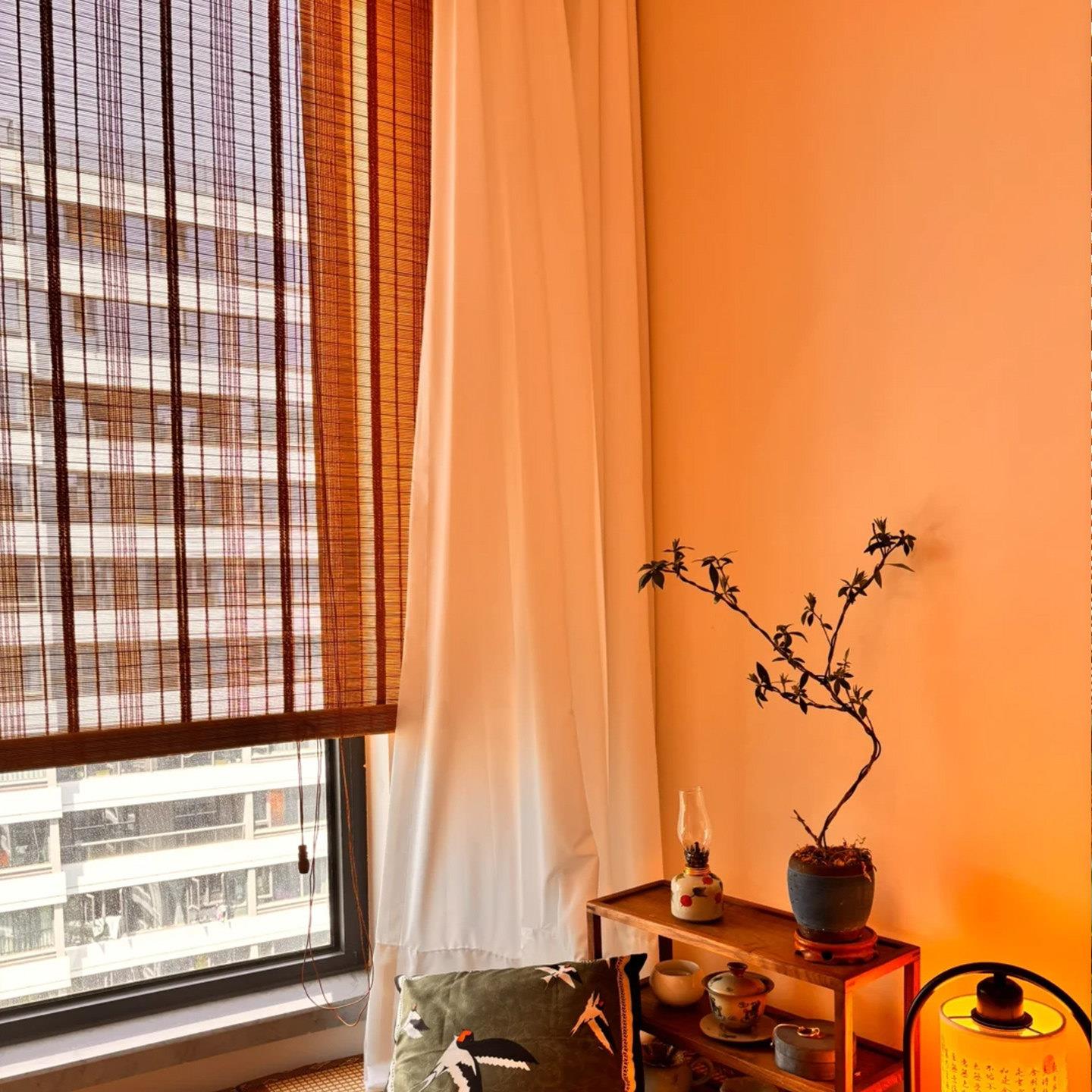 新中式竹帘卷帘窗帘门帘隔断帘室帘复茶古茶禅挂帘背景装饰屏挡风