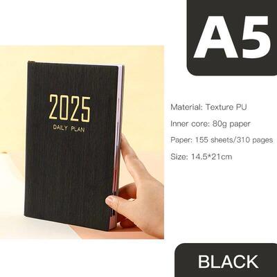 2025 A5 Daily Planner Notebook 365-Day Calendar Weekly Month
