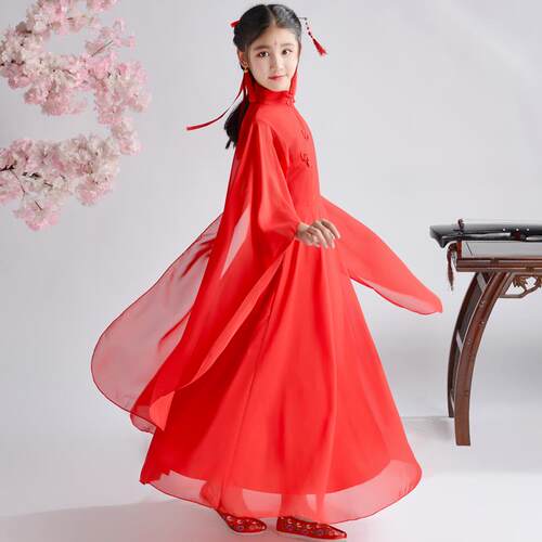 正品女仙童古筝演出服合唱礼中国风街拍女气质服飘逸服钢琴二胡汉