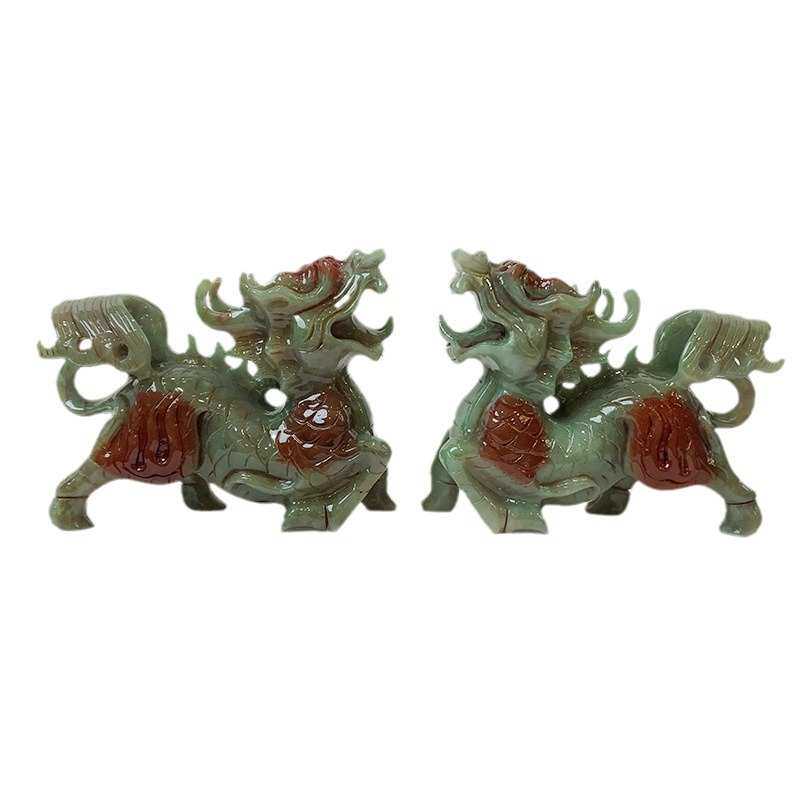 钰程本命年玉器 20厘米岫玉麒麟 龙龟 貔貅 摆件财位家居玉工艺品