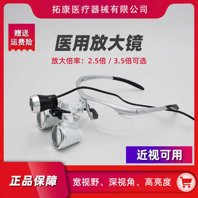 牙科头戴式放大镜医用手术头灯耳鼻喉科检查眼镜近视可用2.5X3.5X