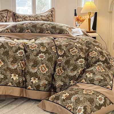 A10S数码花印花0长绒棉四件套油画风全爱妮菲-1棉卉风被套艺术感