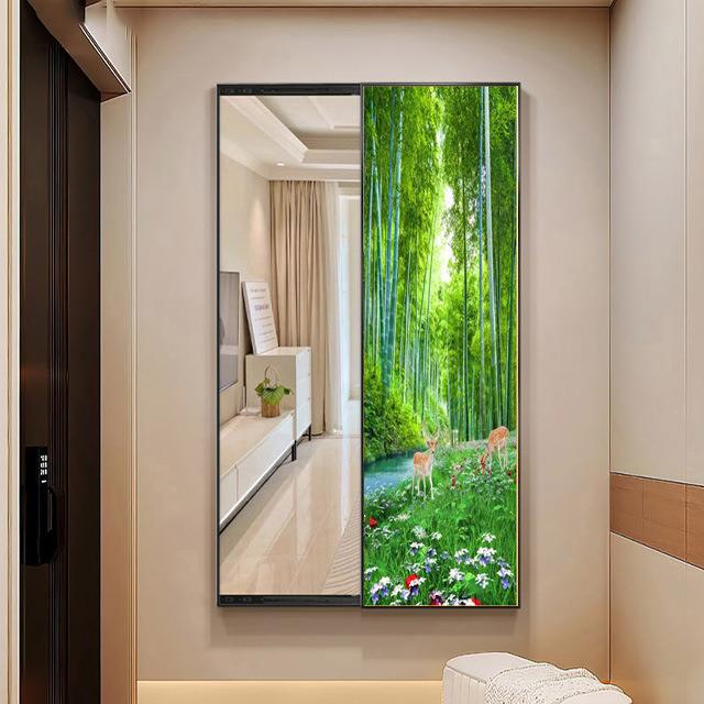 北欧向日葵玄关镜子装饰画客厅落地卧室现代走廊简约挂画壁画
