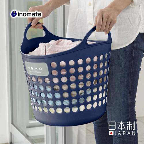 inomata日本进口脏衣篮子浴室大号收纳筐放脏衣服脏衣篓买菜篮子