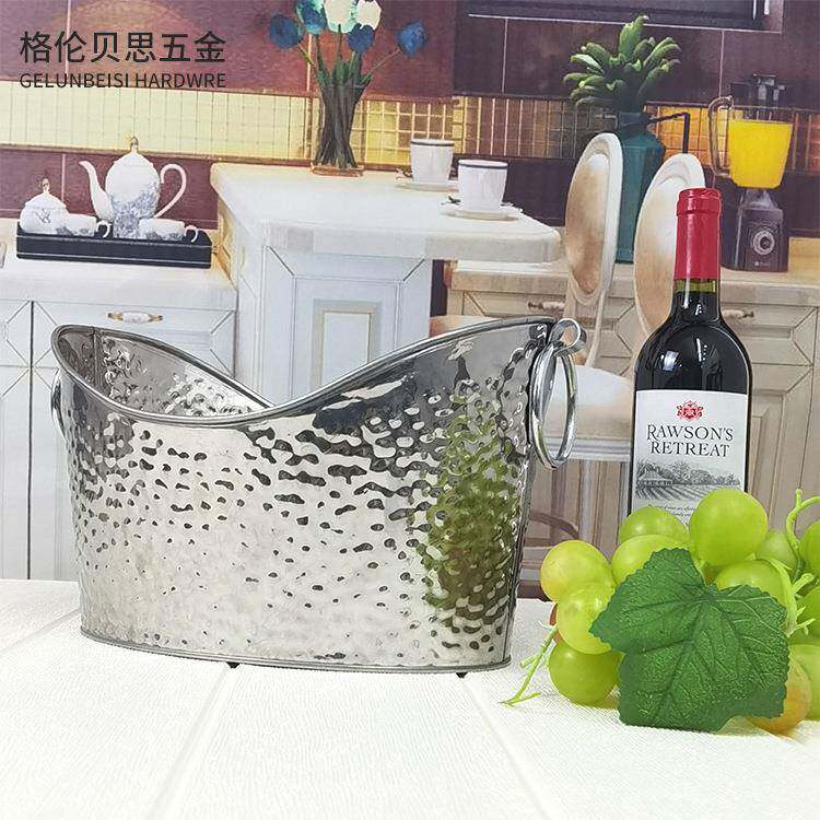 不锈钢冰桶KTV酒吧香槟桶商用装冰粒桶不锈钢元宝形冰盆红洒桶