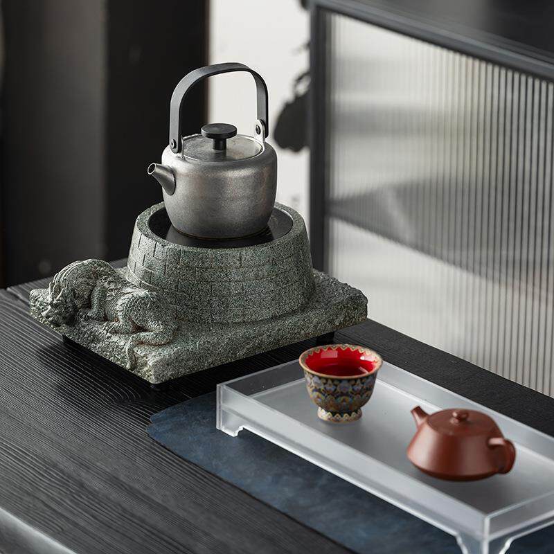 青砂石仿古电陶炉煮茶新款家用煮茶器小型烧水煮茶炉电热炉保温座