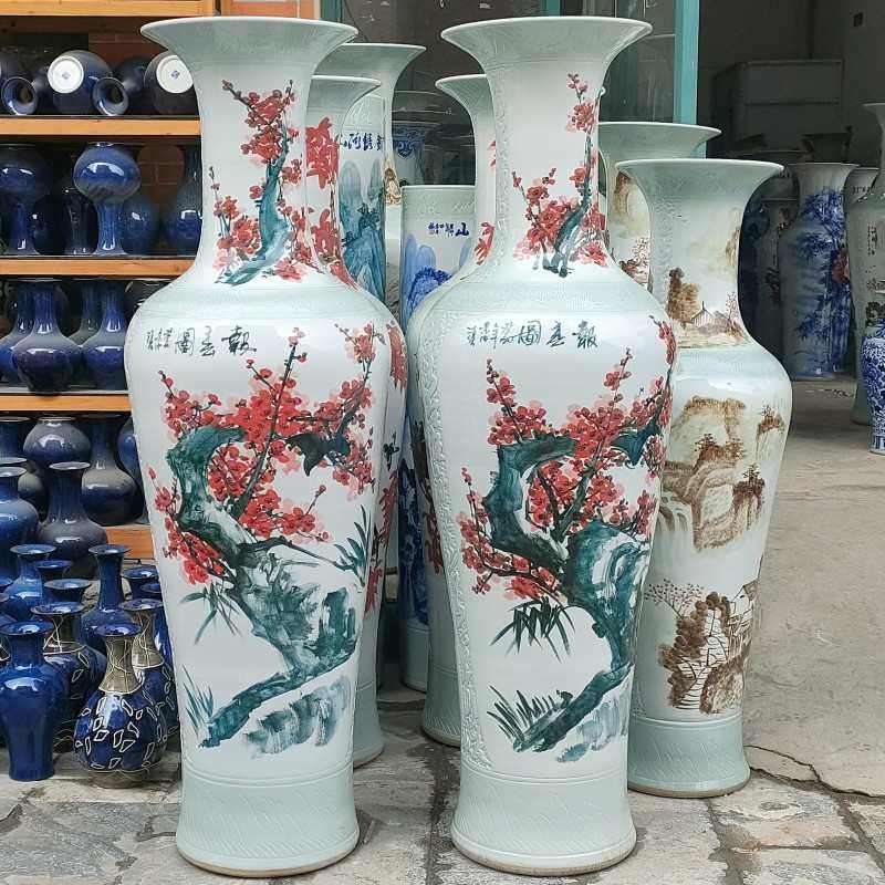 陶瓷落地大花瓶 手绘报春图牡丹花装饰花瓶庆典开业礼品陶瓷批发