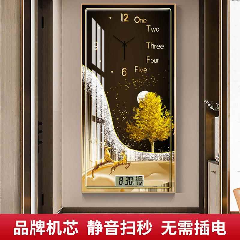 202电5年新款玄关钟装饰画挂钟万年历子静钟表客音厅走廊过无品牌