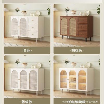 餐边代简现约法式置物架小户型斗柜柜奢藤编002实木厨房橱柜轻储