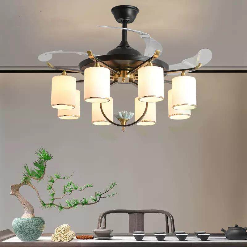 新中式吊灯带电风扇灯客厅卧室书房家用遥控隐形饭厅餐厅风扇吊灯