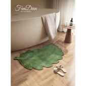 美式 芭蕉叶绿色浴室脚垫卫生间硅藻泥吸水速干弧形防滑洗手台地毯