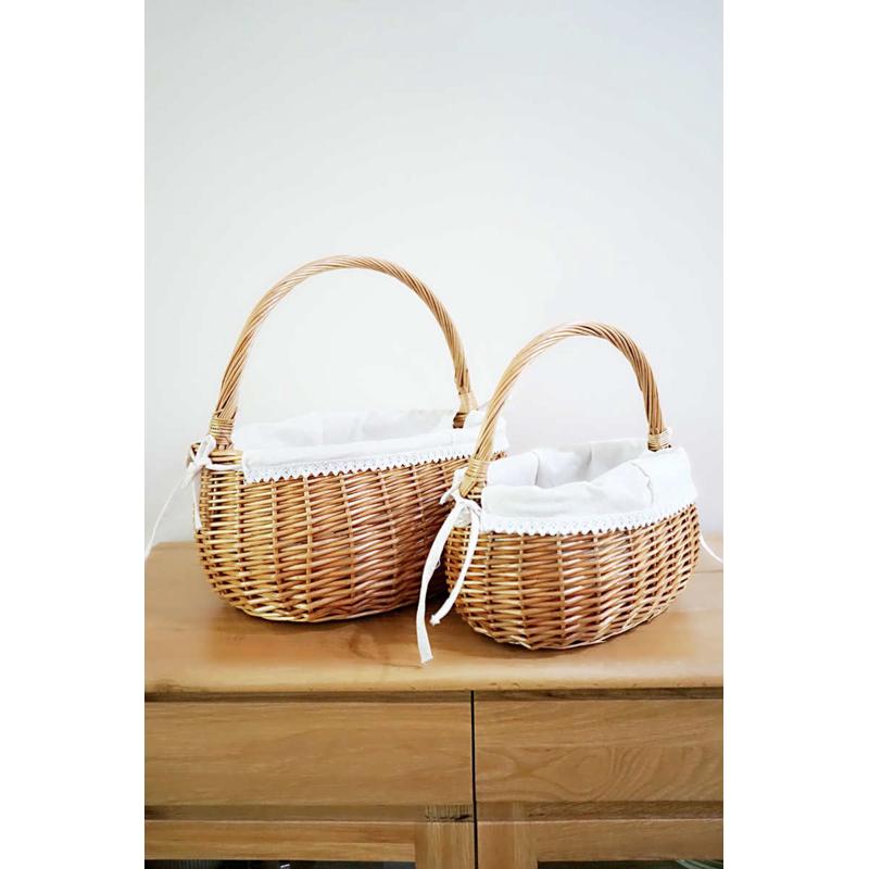 人工柳编编织户外野餐篮手提购物篮水果篮子竹编竹篮收纳筐小篮子