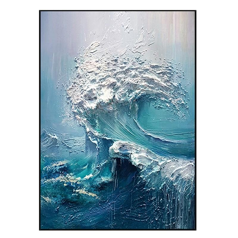 立体油画海浪胸怀大海玄关背景墙装饰画现代客厅餐厅抽象挂画图片