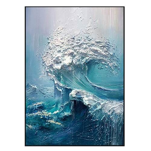 玄关抽象大海胸怀油画餐厅立体墙海浪背景挂画现代装饰画客厅