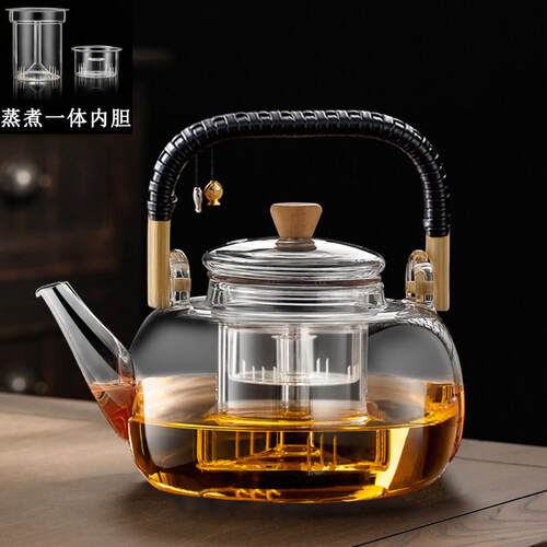 加厚耐高温玻璃蒸煮一体茶壶单壶煮茶壶耐热玻璃家用大容量大号2L