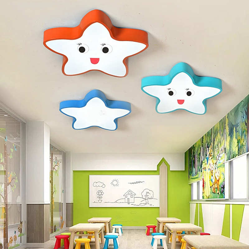 托班教室走廊过道吊幼儿园灯具母婴店卡通造型灯创意led星星吊灯