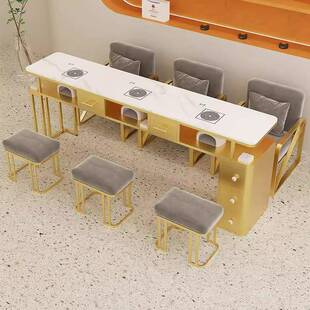 新款美甲桌椅套装带插座大理石美甲台顾客椅子泡泡椅单双三人网红