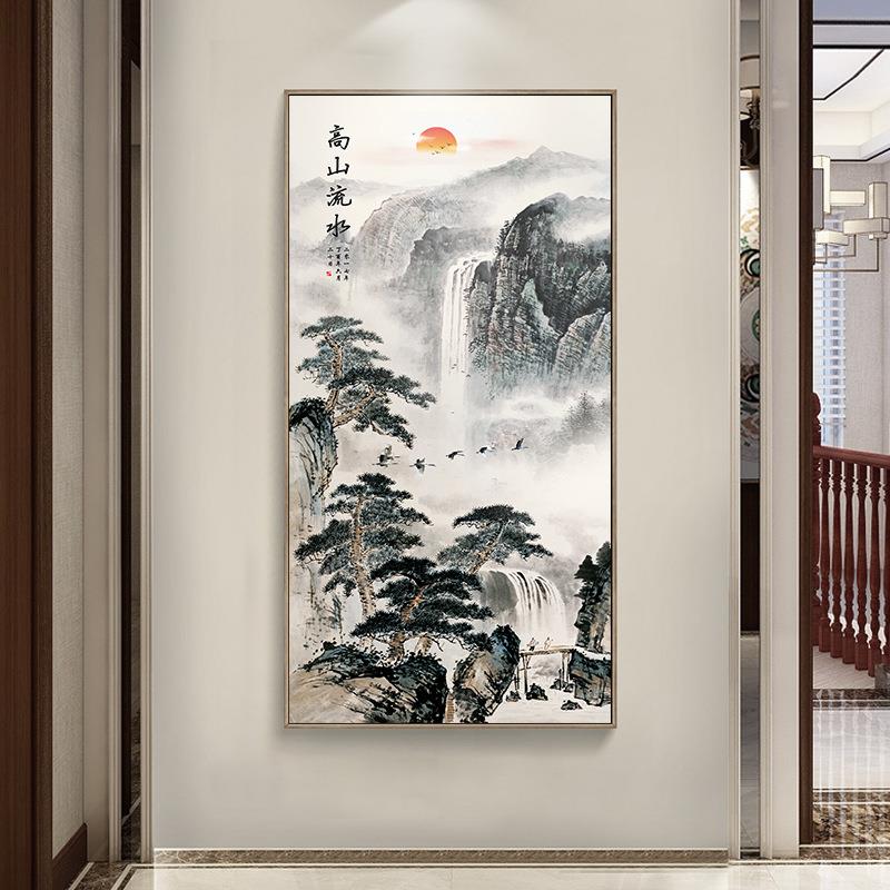 中式玄关走过廊162道玄装饰画入户幻山水画挂画迎客松新办公室风