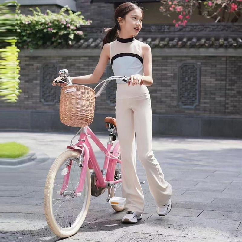 夏新品儿童舞蹈服高领无袖锦纶艺考服女童高弹修身现代舞练功体服