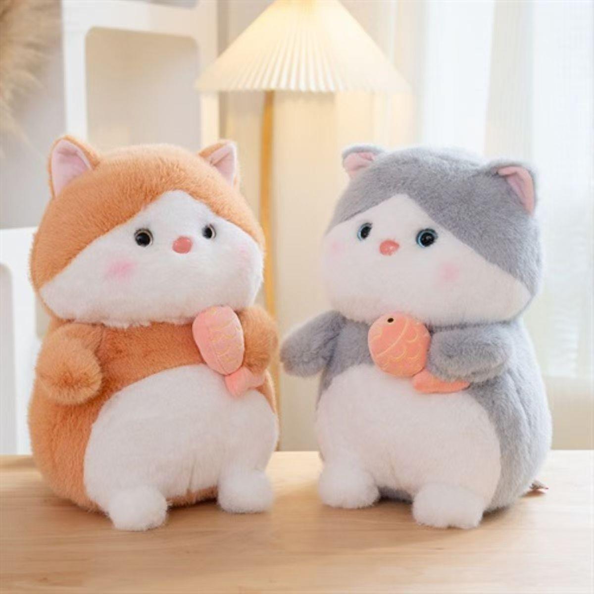 抓娃娃机里的毛绒玩具女孩网红爆款新款卡通猫咪爱吃鱼小猫儿童生