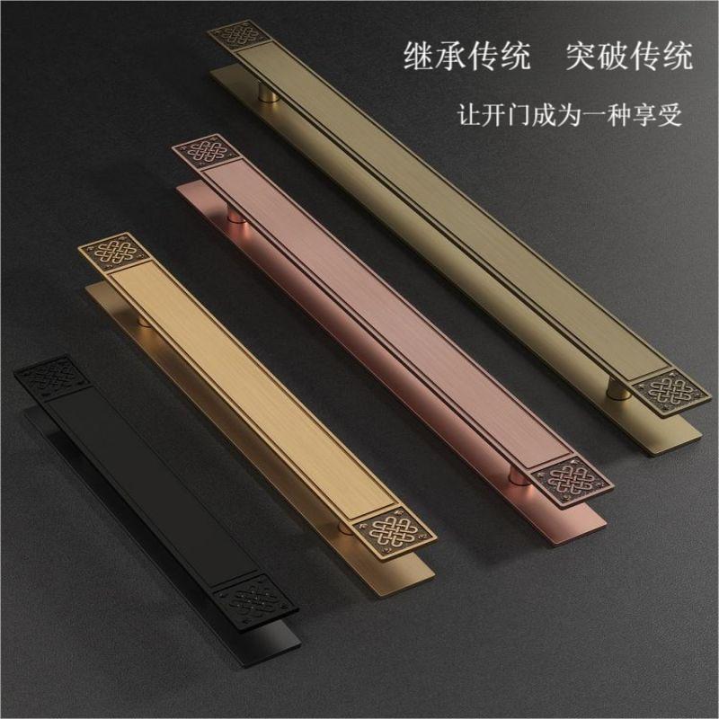 中式玻璃门拉手仿古轻奢实木门把手大门扶手古铜雕刻酒店大门拉手图片
