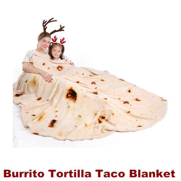 Burritos Tortilla Blanket Wrap Flannel Round Burrito Throw