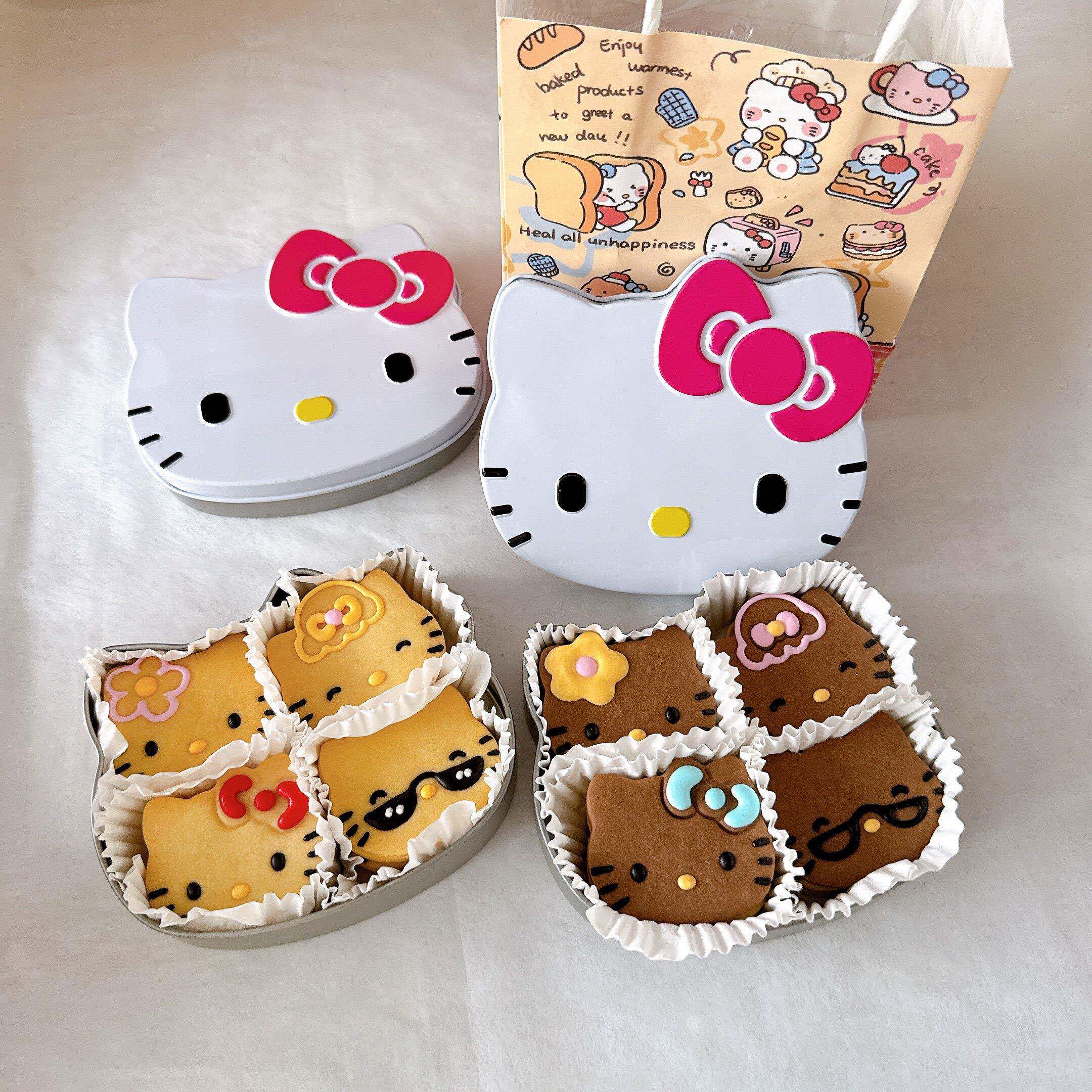 手工卡通猫黄油曲奇礼盒凯蒂猫礼盒生日礼物饼干铁盒装