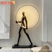 人形雕塑落地大摆件展厅售楼处艺术摆件客厅轻奢落地灯led轻奢风