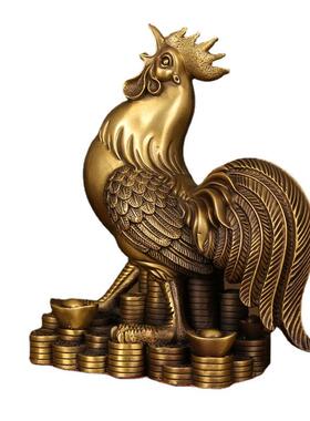 铜鸡摆件纯黄铜公鸡金鸡元宝鸡福鸡招财聚财办公室开业装饰品