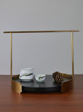 KFM装中式创意铁艺金属托盘饰架摆件样板房新装客厅电视柜酒柜软